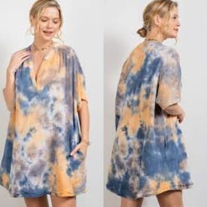 Easel Tie Dye Tunic Top Gauze Oversized Dress L NWT